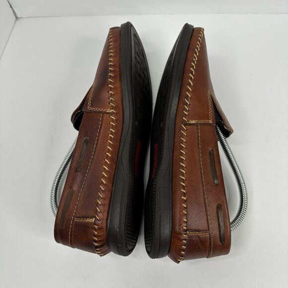 KAPS Shoes Mens size 40 US 7 8 Slip On Leather Braided Moccasins Brown Shoes main image 4